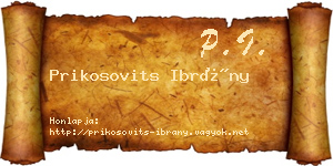 Prikosovits Ibrány névjegykártya